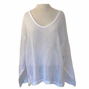 Chico’s see thru white long sleeve shirt size 2 v neck